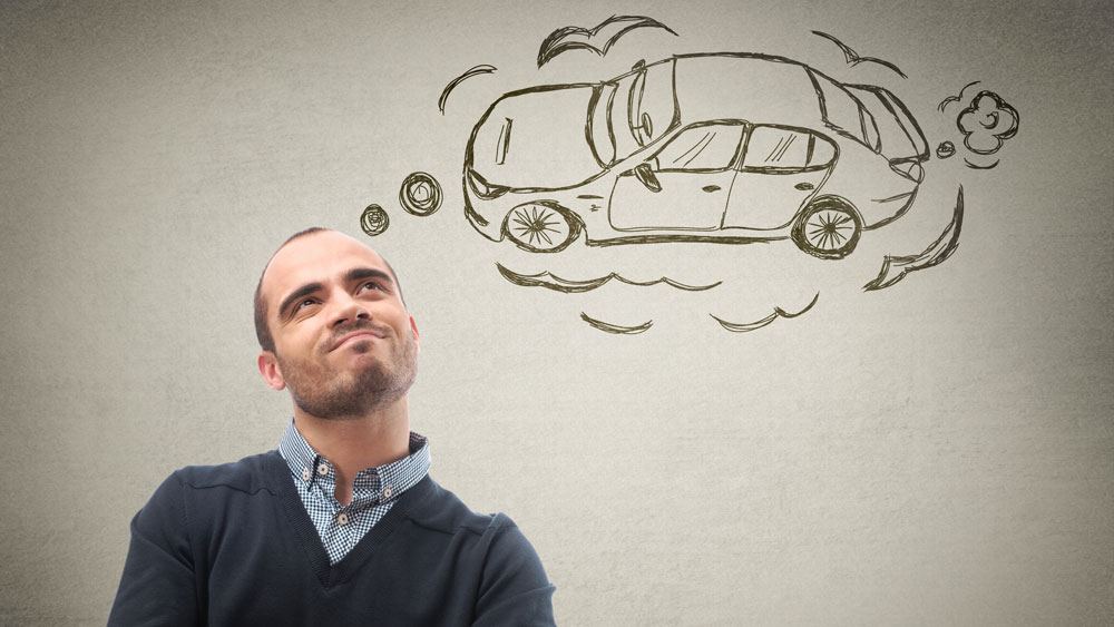 man deciding which car to lease